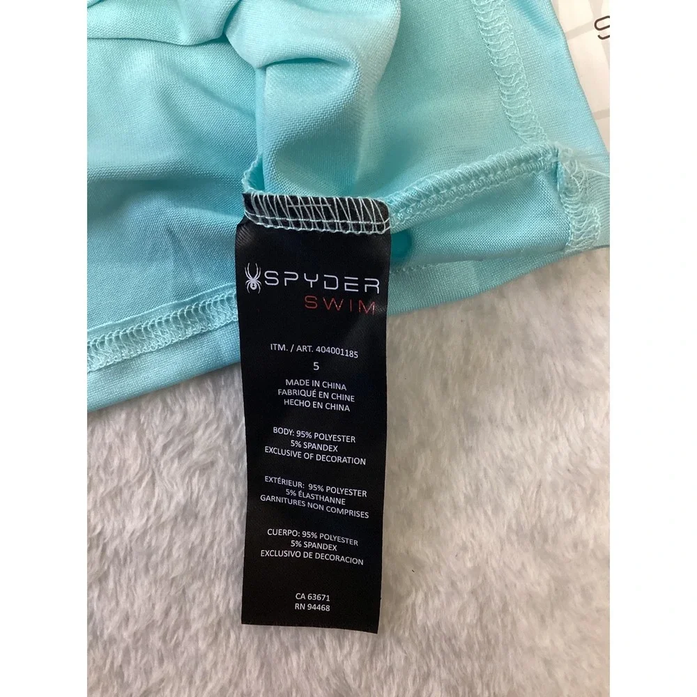 Spyder Kids‎ Light Blue Long Sleeve Rash Guard Swim Shirt UPF 30+ Size 5 NWT